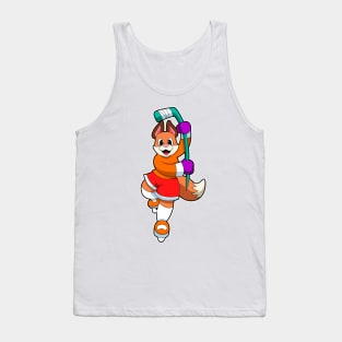 Fox at Ice hockey with Ice hockey stick Tank Top